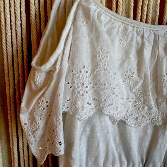 Topshop Spaghetti Strap Drop Sleeve Flounce Top with Eyelet, Size 8 - Picture 6 of 7